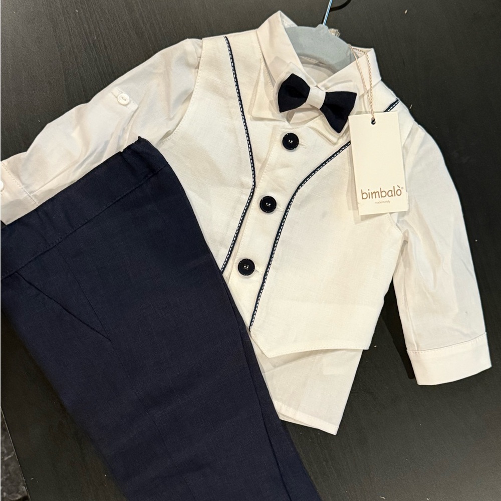 Bimbalò Cream and Black Baby Suit Set